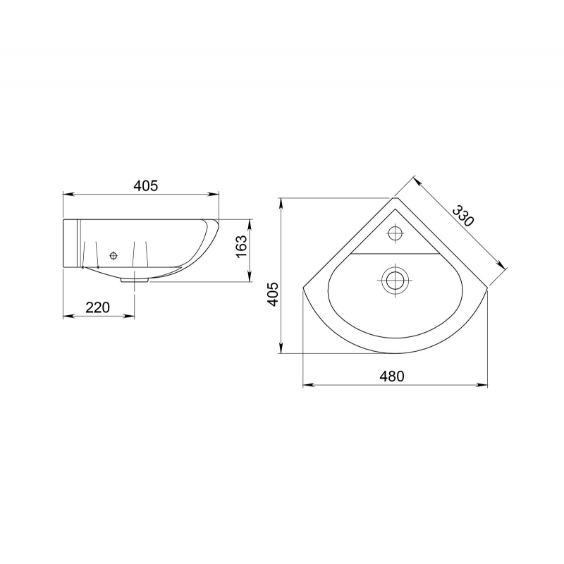 1.3130.9.S00.10B.0 Подвесная раковина настенная прямоугольная SANTERI  белая  - Вид №1