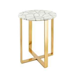 450298-18 ABHIKA БОКОВОЙ СТОЛ MADISON H54 D41 WHITE/GOLD