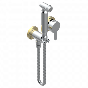 G6B-5840/MB Внешняя часть гигиенического душа: смеситель, усиленный шланг 1,25м, лейка с клапаном (возможны только следующие покрытия A02, B01,C01, E02, F01, G01,G02, H44), вывод для шланга Thg-paris Metamorphose с рукоятками Хром/золото