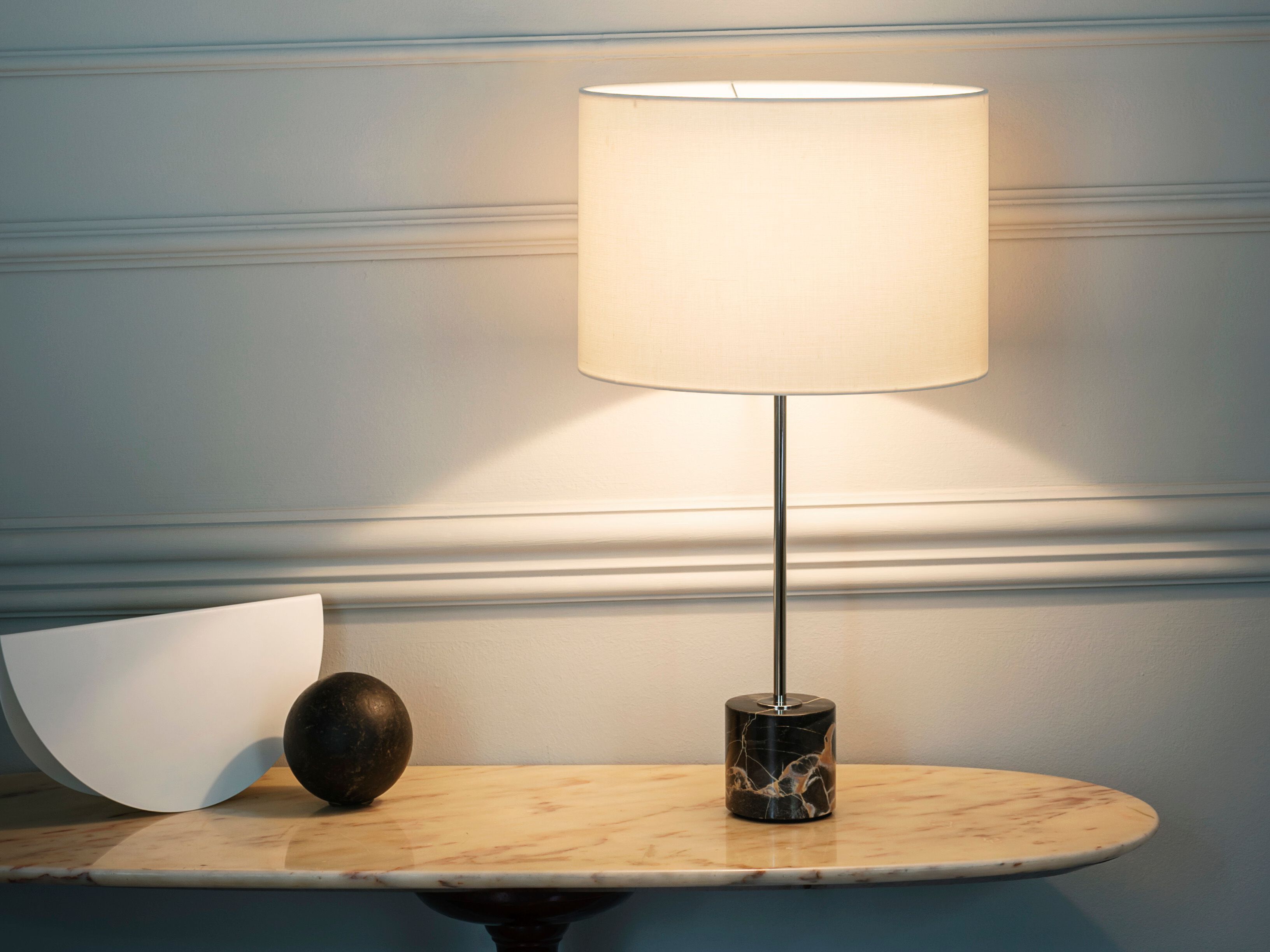 Настольная лампа из мрамора и шелка Kalmar Kilo ARCH-00068560 - Вид №4