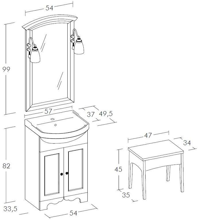 LEGNOBAGNO Тумба под умывальник с зеркальными дверцами Retrò RETRO sun-id-1501581 - Вид №2