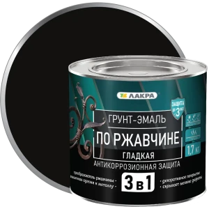Грунт-эмаль по ржавчине 3 в 1 Лакра цвет черный 1.7 кг 82540926 STLM-2019120