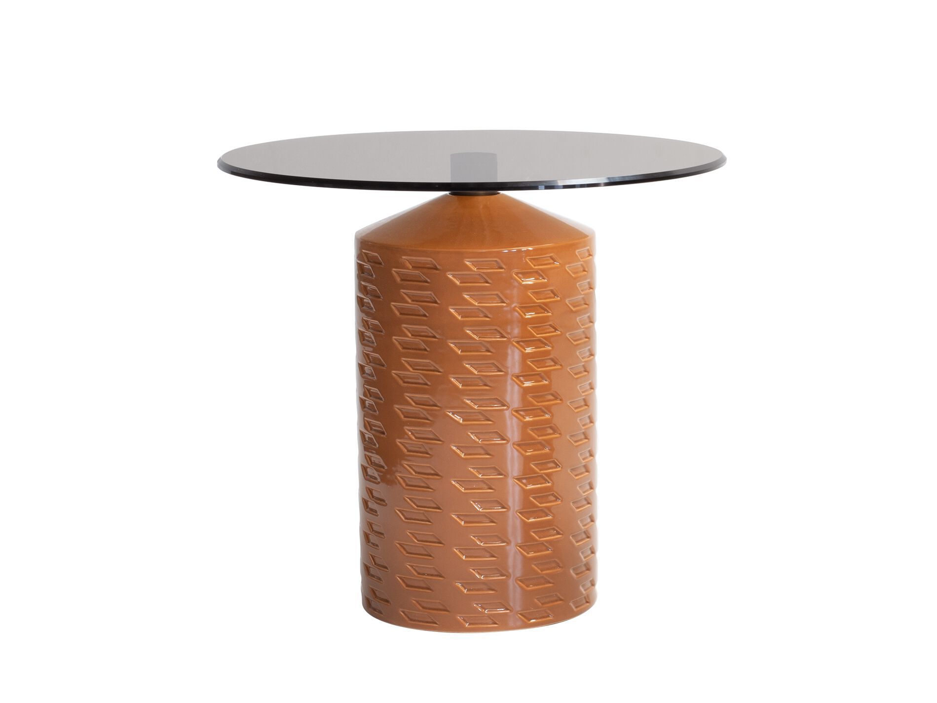 Круглый керамический садовый журнальный столик со стеклянной столешницей Potocco Hishi ARCH-00094840