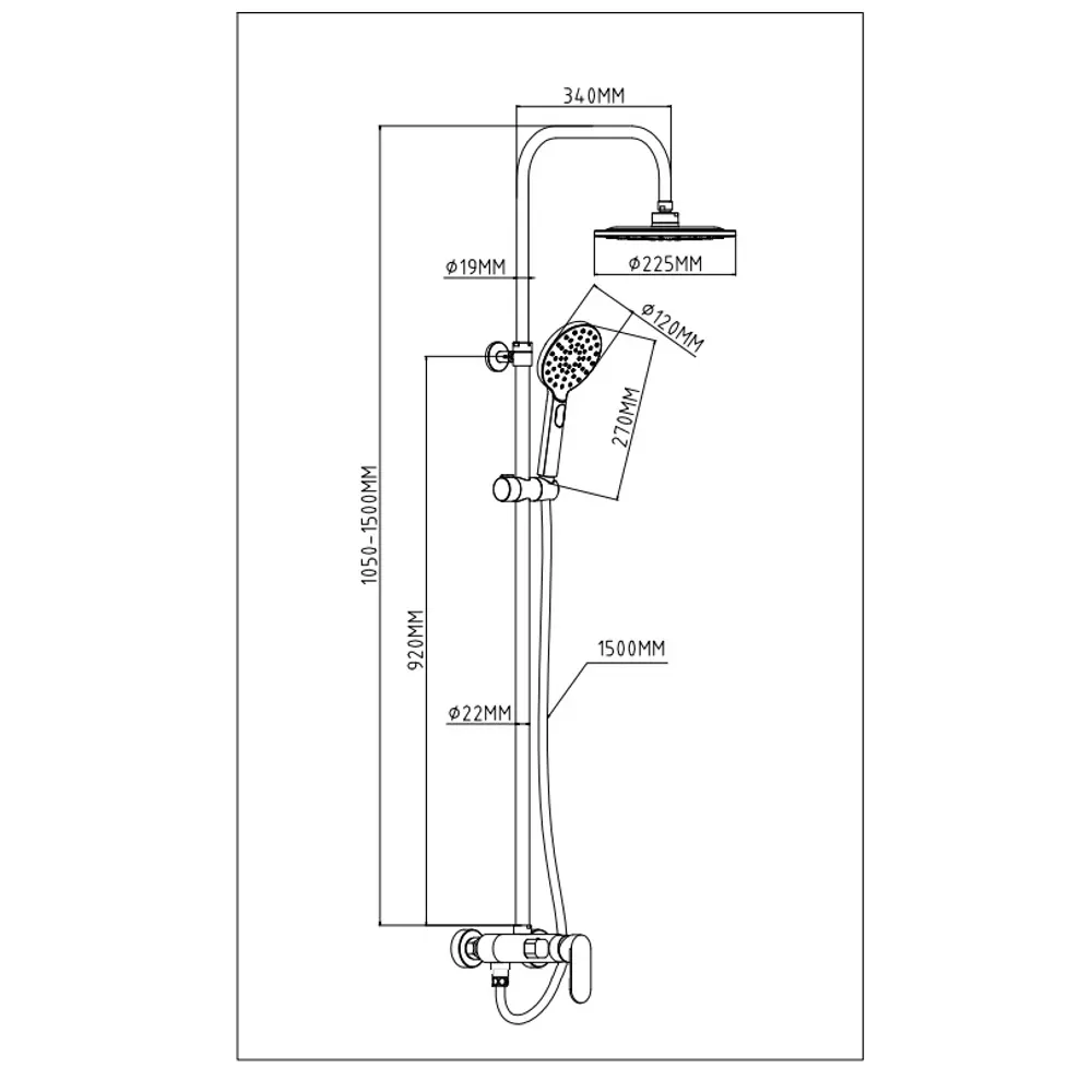 Душевая система Esko Ansi STA17 со смесителем 2 режима цвет хром STLM-2110206 - Вид №2