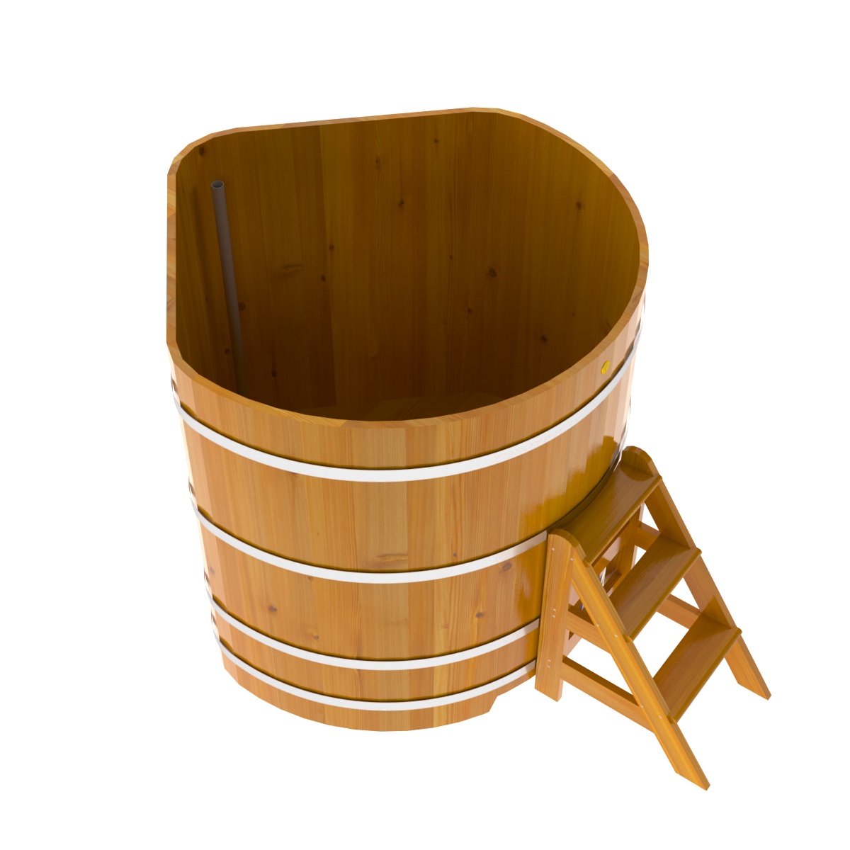 2324 Купель угловая из лиственницы Рустик 1,37х1,37х1,4 натуральная Alyarus  - Вид №2