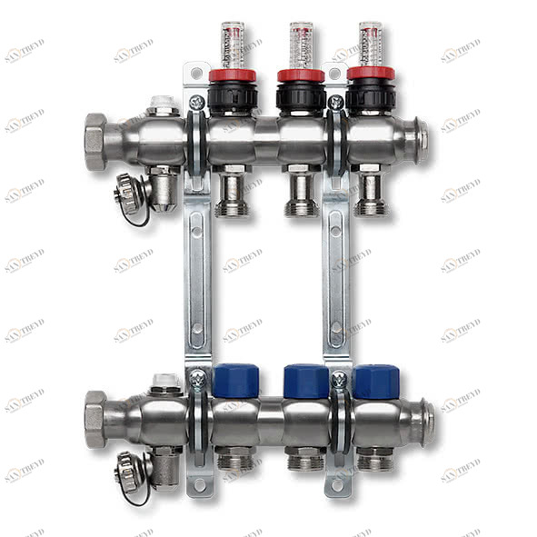 1VT04DM SANHA VT-DM Коллектор из нерж.стали с регул-ми датч-ми потока и термостатами 4 мм 