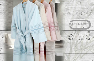 У40855 Халат L-Xl, 40%бамбук 60%хлопок, Песочный/Stone 1 Marka