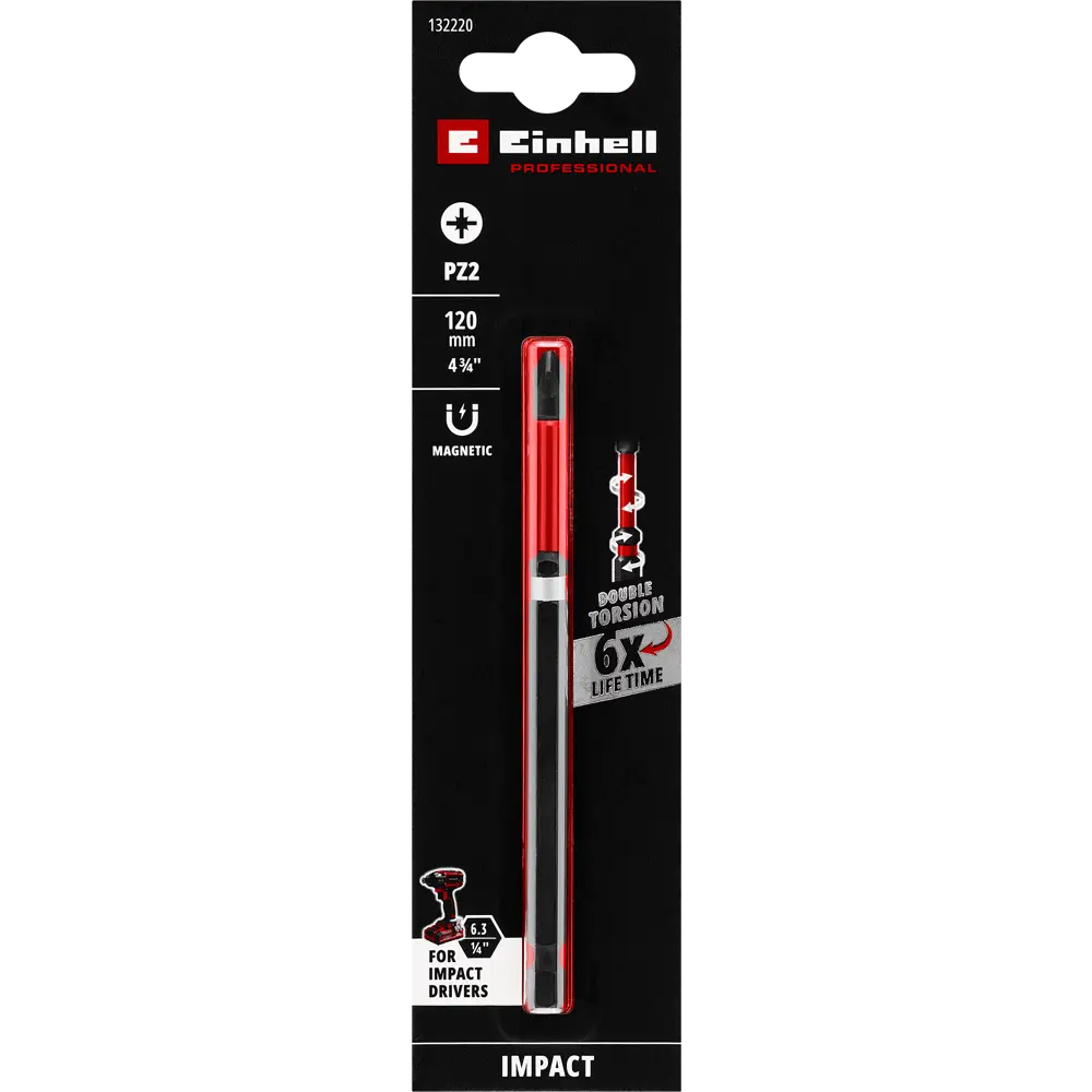 Бита ударная магнитная Einhell 132220 PZ2x120 мм 89445617 STLM-2155478 