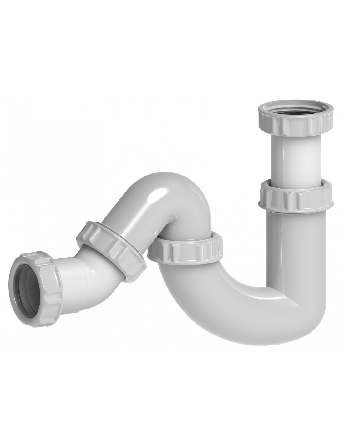 621500 001 00  Сифон для умывальника, разнонаправленный выход Д. 32 мм, регулируемая высота, белый пластик Valentin Белый 