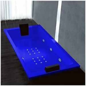 Ванна Gruppo treesse Quadra 181 V071N-SX-SI синяя с гидромассажем и аэромассажем прямоугольная встроенная левая