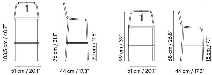 iSimar Стул из высокой стали со спинкой Number 8121 - 8122 - Вид №1