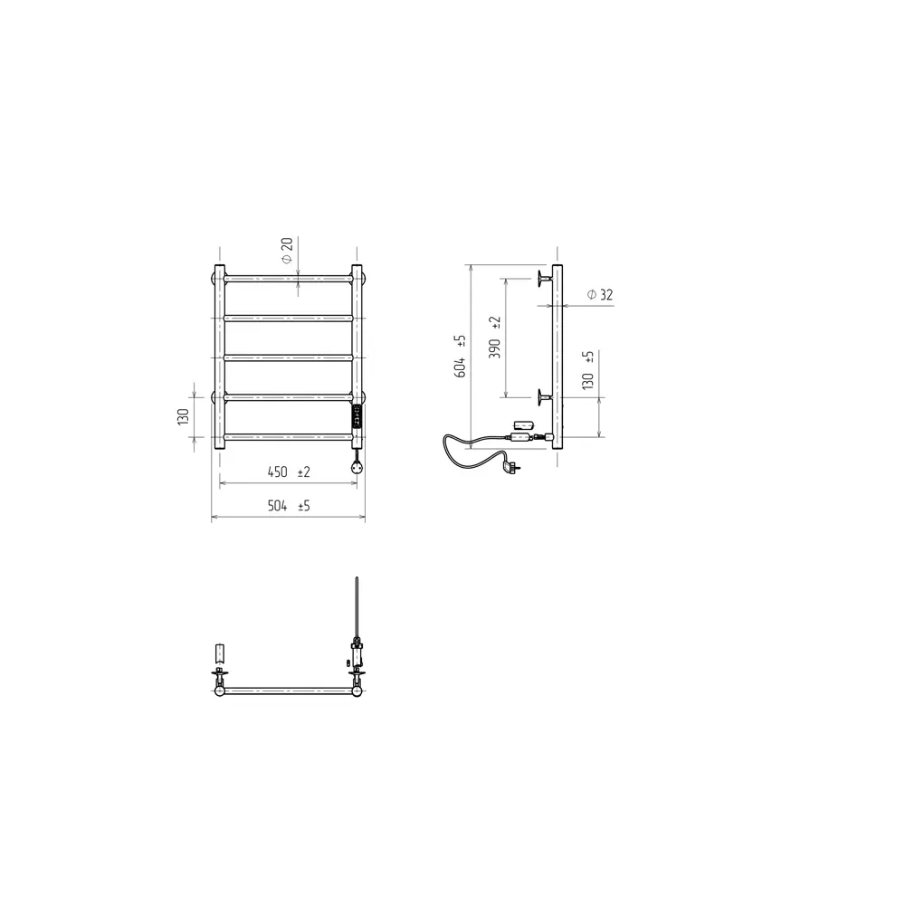 Equation Электрический полотенцесушитель с терморегулятором для ванной 89352314 STLM-1538909 - Вид №3