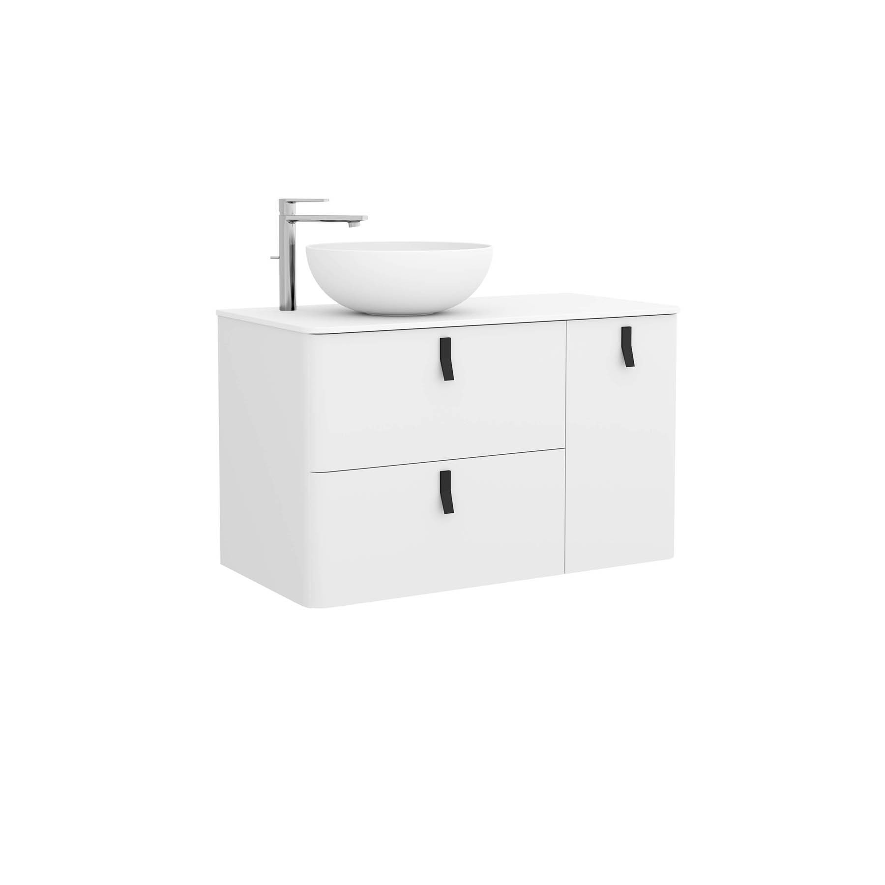 24604 SALGAR Мебель для умывальника UNIIQ 900 правая MATT WHITE 897 x 540 x 450 мм Мягкий белый  - Вид №2