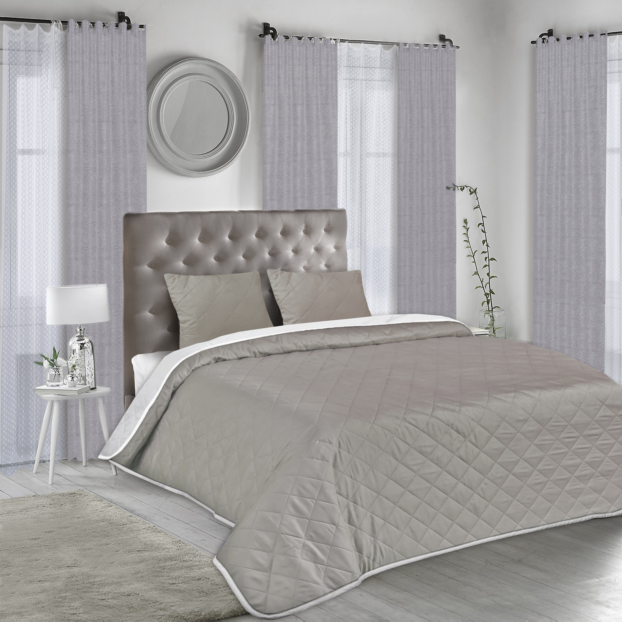 Santreyd Melissa - стеганое покрывало из микрофибры 200×220 см серо-белое 84631437 STLM-0053152 - Вид №3