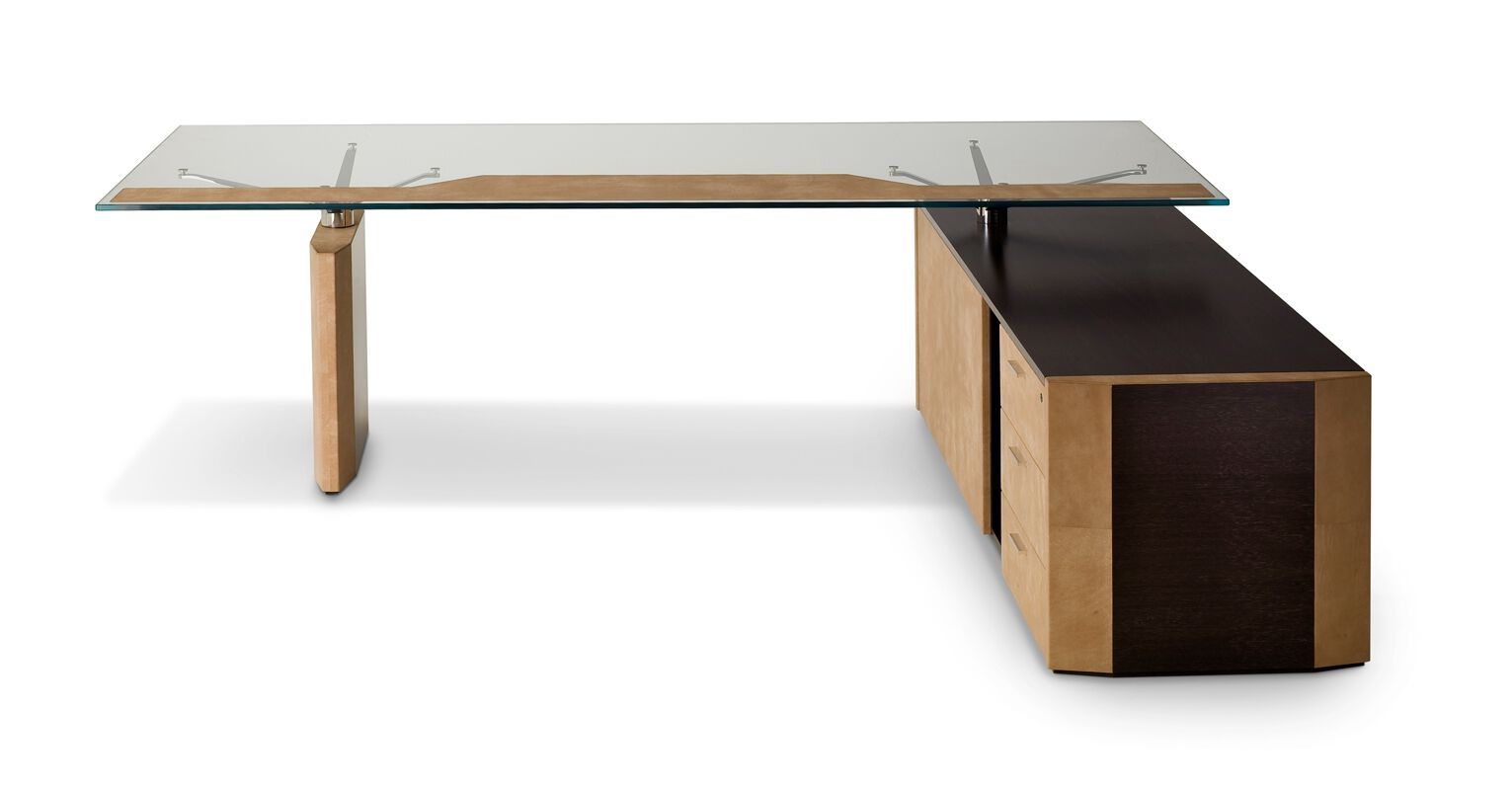 Стеклянный направленный угловой стол с ящиками i 4 Mariani De_Symetria ARCH-00065663 - Вид №1