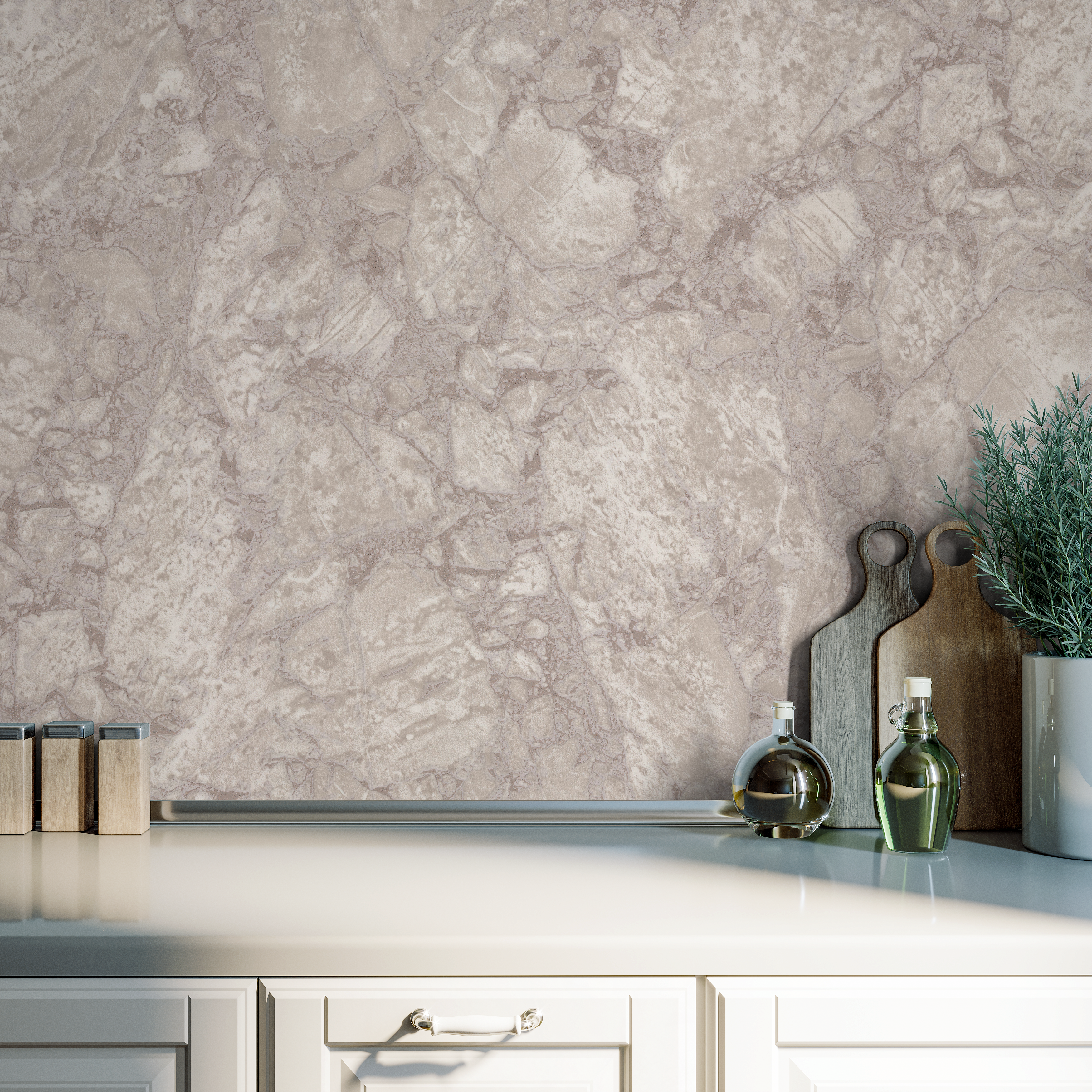 ПАЛИТРА Флизелиновые обои бежевые с каменной текстурой и блёстками 85947928 Berg STLM-0066072 - Вид №2