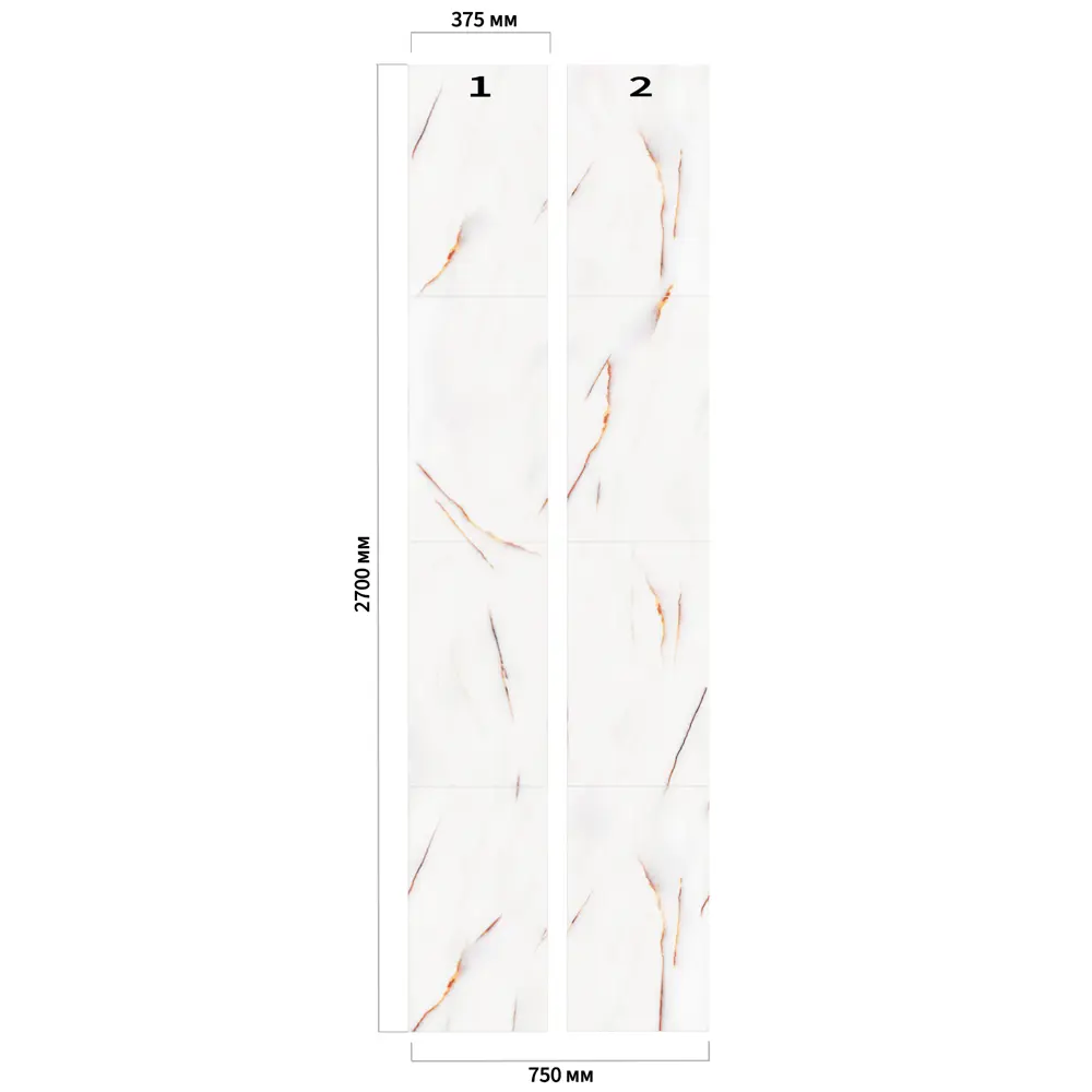 Панель ПВХ Мармара серо-оранжевый 2700x375x8 мм (2 шт.) 89414171 STLM-2015744 VENTA  - Вид №3