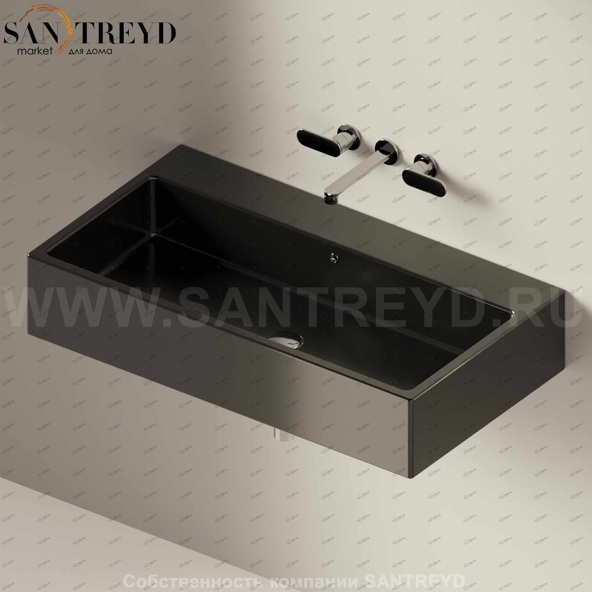 5051.9017 Подвесная раковина настенная прямоугольная Ceramica Flaminia Acquagrande черная