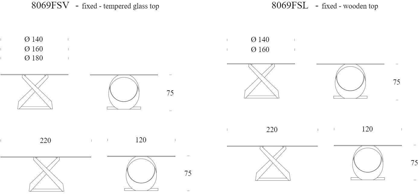 Tonin Casa Круглый стеклянный стол на металлической и мраморной основе  T8096  - Вид №8