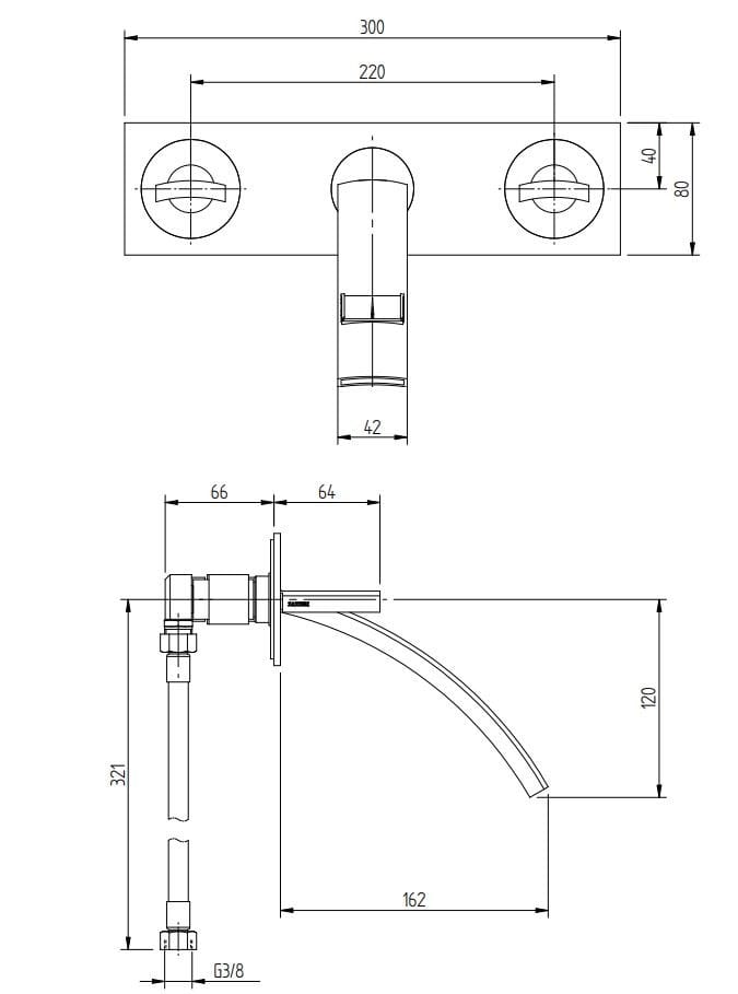 Настенный смеситель для раковины с пластиной Zazzeri ARCH-00094514 - Вид №2