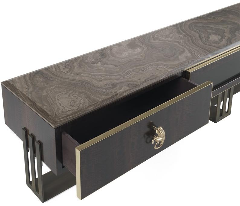 ETRO Home Interiors Низкая тумба под телевизор из эвкалипта с ящиками Klee E.klee.531.a - Вид №2