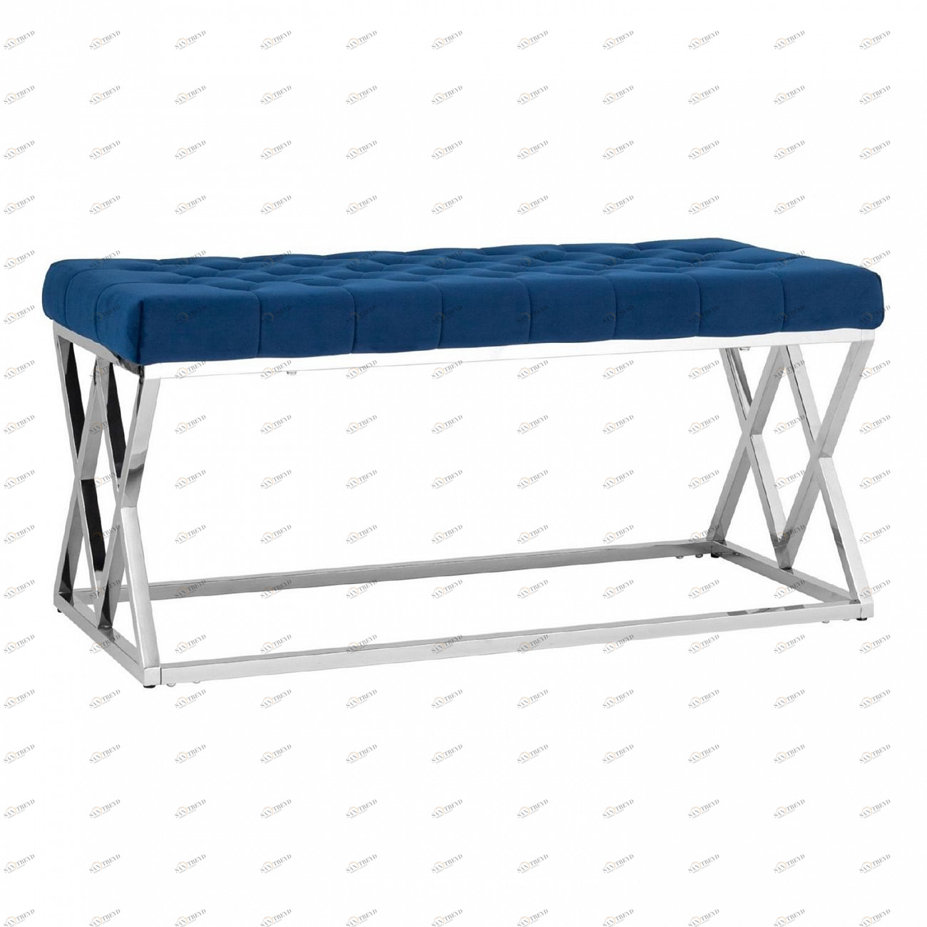 Банкетка-скамейка прямоугольная синяя с серебром "Инсигния" STOOL GROUP ДИЗАЙНЕРСКИЕ 00-3881877 Серебро;синий 
