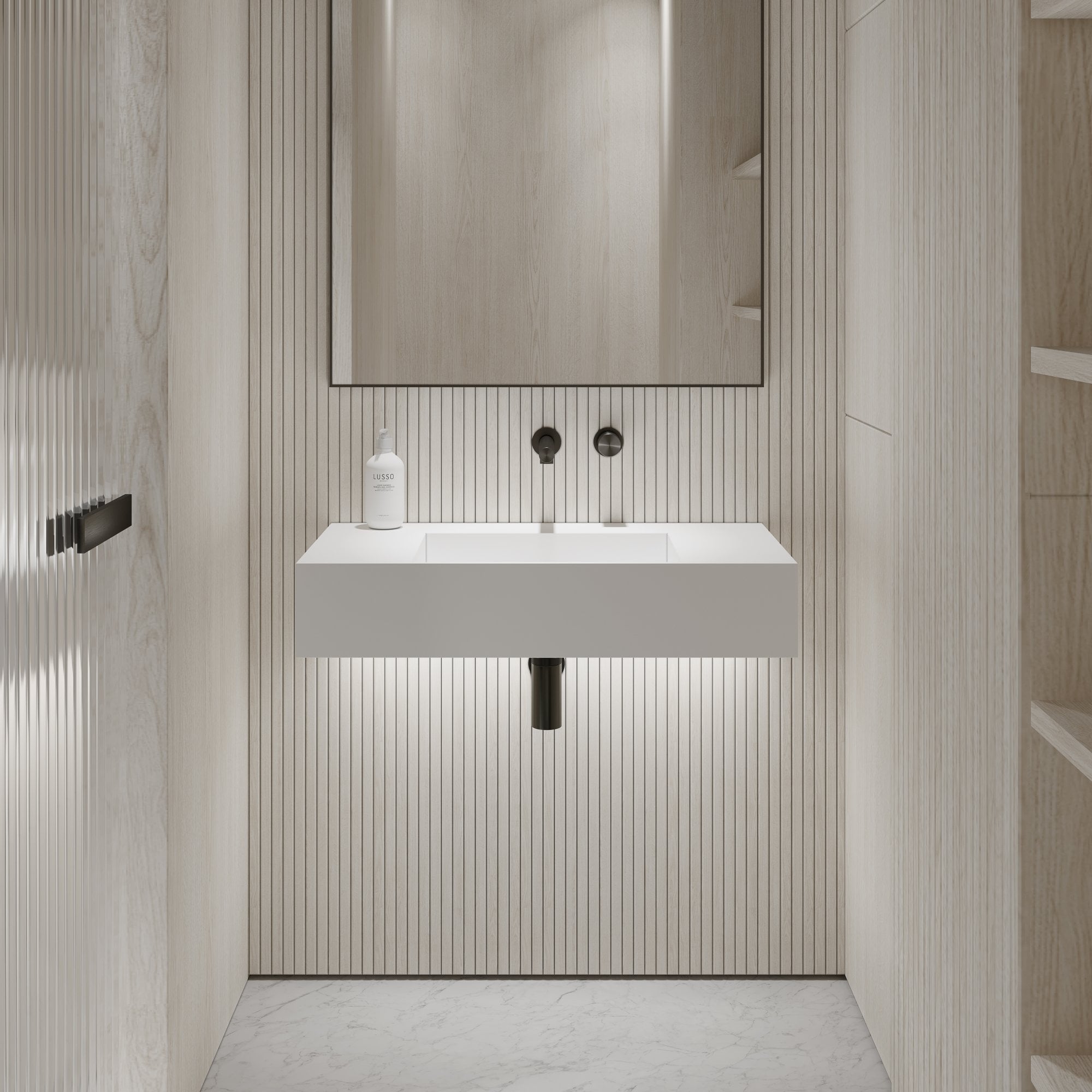 Прямоугольный одиночный подвесной умывальник из смолы LUSSO PRISMA ARCH-00026094 - Вид №1