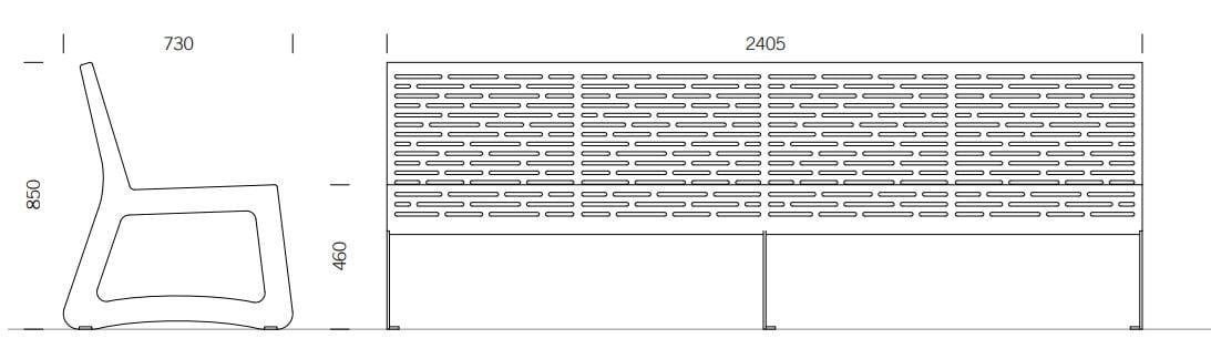 Скамья из нержавеющей стали со спинкой BENKERT BANKE Chalidor ARCH-00090824 - Вид №2