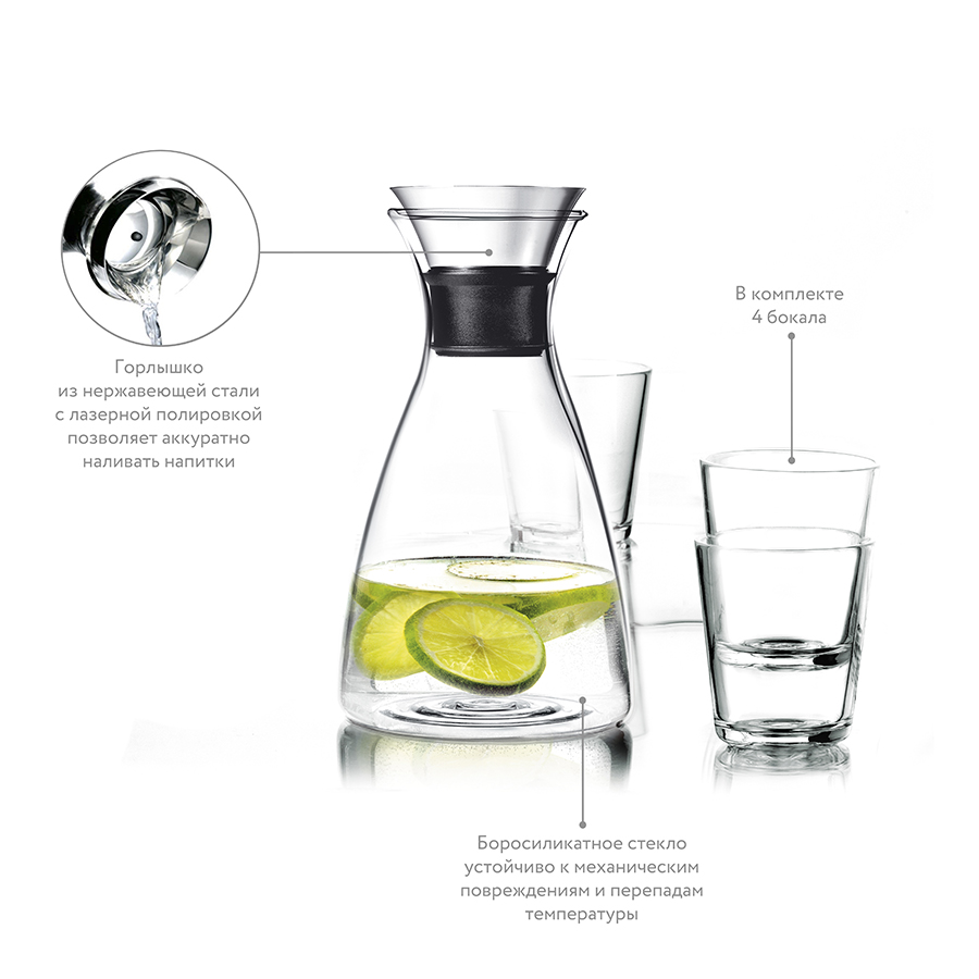 567460 Набор из графина и 4 стаканов drip-free, 1 л Eva Solo  - Вид №1