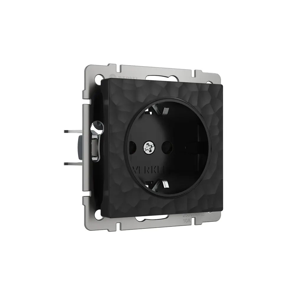Розетка встраиваемая Werkel Hammer с заземлением со шторками цвет черный STLM-2075173 - Вид №1