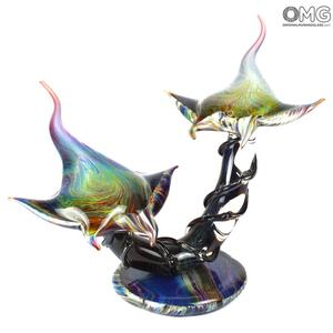 1566 ORIGINALMURANOGLASS Скульптура Скаты в морской бездне - автор Andrea Tagliapietra - муранское стекло 50 см