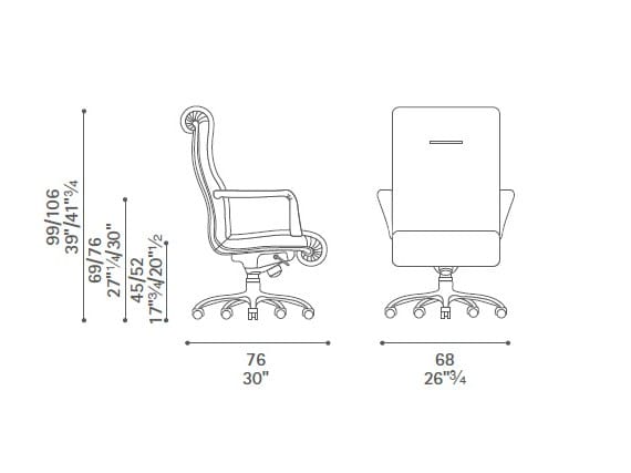 Кожаное мягкое вращающееся офисное кресло с колесами Poltrona Frau офис-офисные кресла ARCH-00037557 - Вид №3
