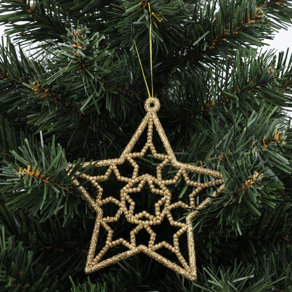 85156513 Елочная игрушка «Звезда» 13 см глиттер золотой STLM-0950888