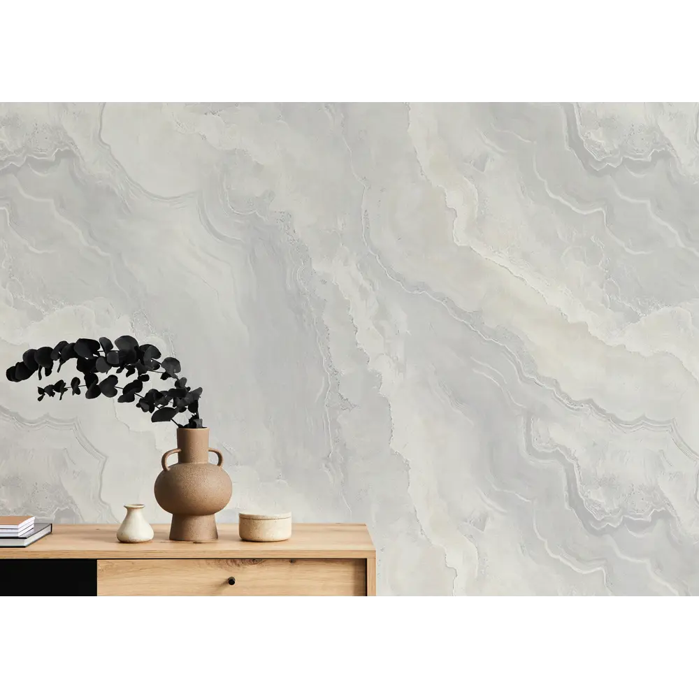 Wall Decor Марбл: серые флизелиновые обои с текстурой камня 89417509 STLM-1572359 - Вид №2