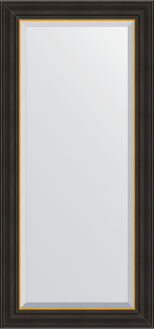 BY 3927 Зеркало с фацетом в багетной раме - черное дерево с золотом 71 mm EVOFORM Exclusive