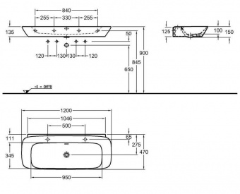 121620000 Подвесная раковина настенная овальная Keramag  белая  - Вид №5