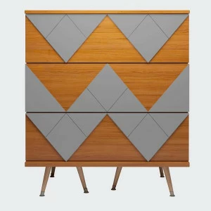 Комод с деревянными ножками и 3 ящиками светло-серый Lady Woo WOODI  00-3965966 Бежевый;дуб сонома;серый