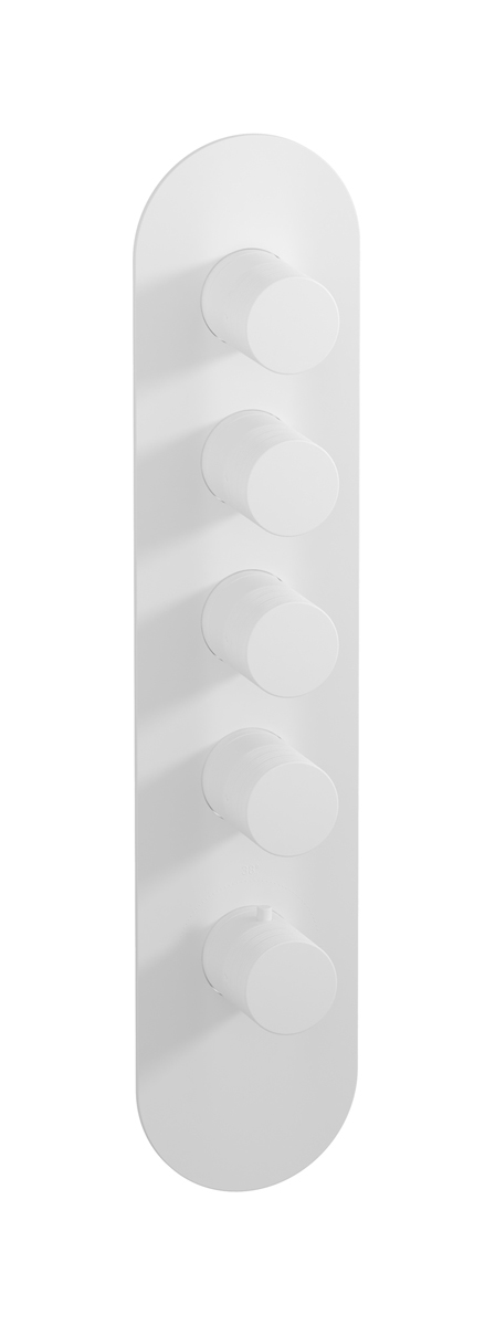 External part of thermostatic 4 ways, round plate, vertical, Vinile handle WE ARE IB eua412bonvn Matt White Aqua