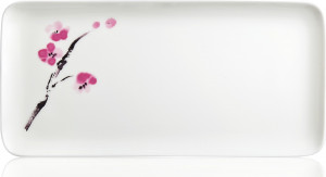 10532277 Dibbern Блюдо прямоугольное Dibbern "Вишни в цвету" 32x15см Фарфор костяной