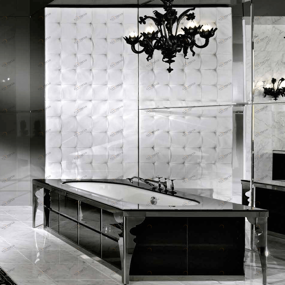 Ванна  Avignone 105x205 в отделке VETRO  extrachiaro nero MILLDUE MAJESTIC 1901M05