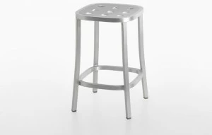 Emeco Низкий алюминиевый табурет с подставкой для ног 1 inch