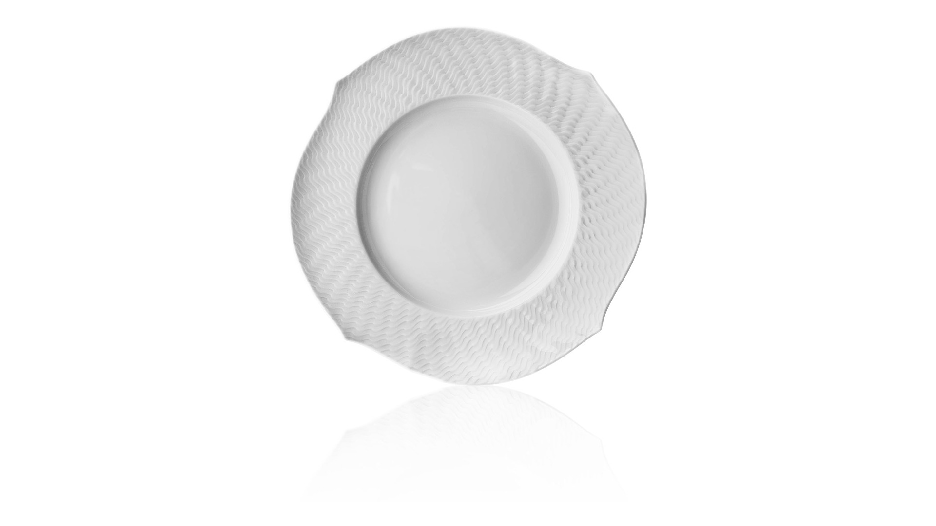 10645326 Meissen Набор тарелок подстановочных 32,5см "Игра волн, рельеф, белый" Фарфор  - Вид №1