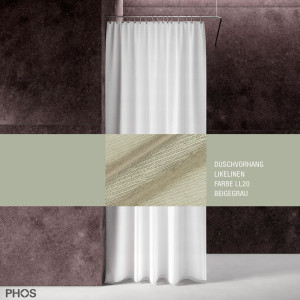 DV-LIKEL200-160-LL20 Занавеска для душа Likelinen, длина 200 см, ширина 160 см, бежево-серого цвета. PHOS