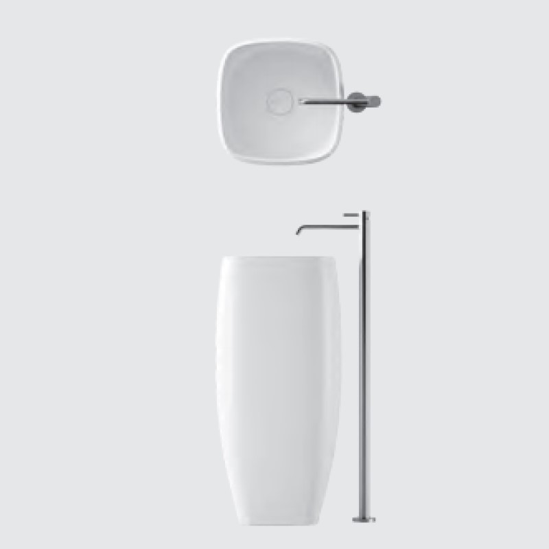 33230101.09 Напольная раковина 450х400х920 мм Alice Ceramica Nur OPEN без перелива без отверстием под смеситель Белый матовый - Вид №2