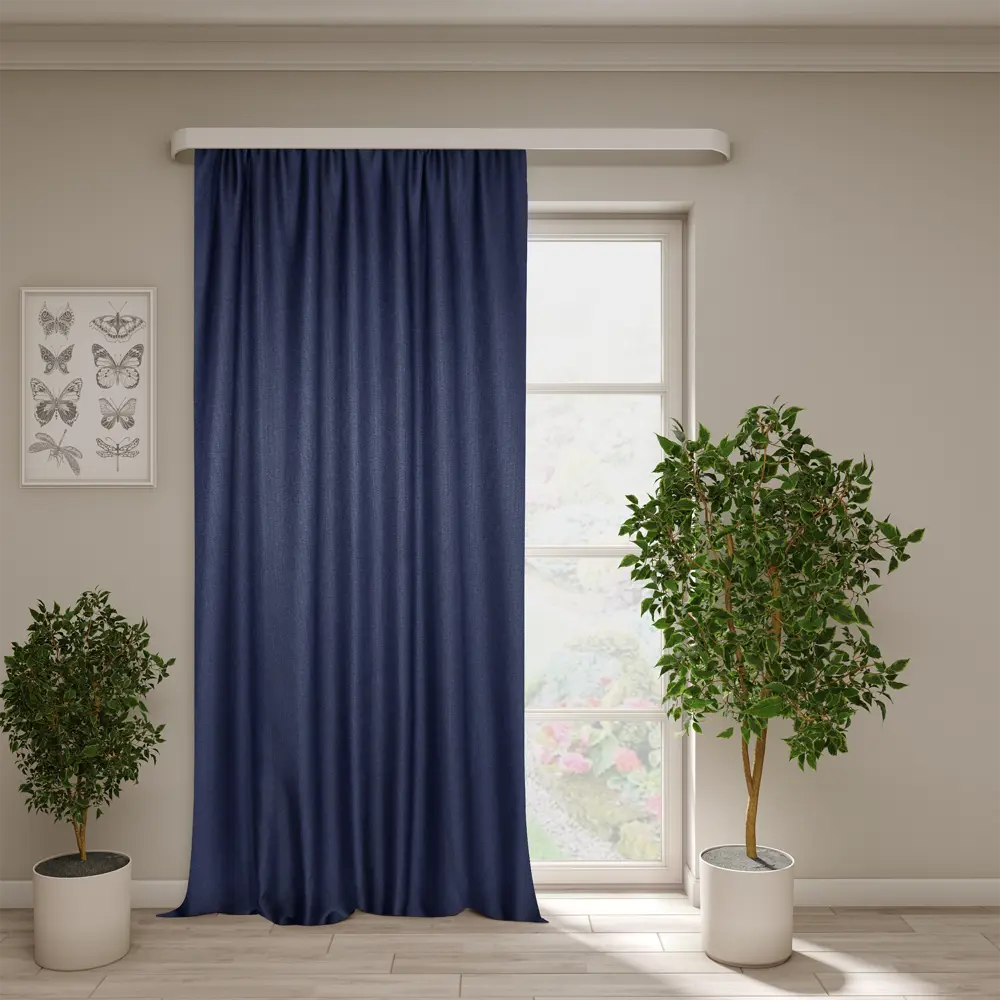 Штора Горжель на ленте со скрытыми петлями 200x280 см глубокий синий 89422760 Santreyd STLM-1581048