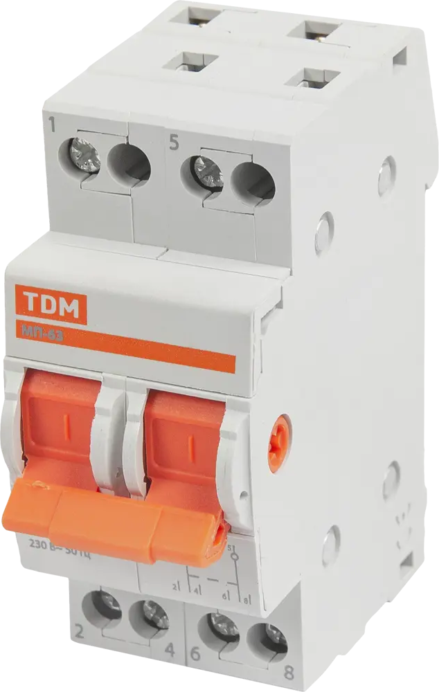 Выключатель нагрузки TDM Electric МП-63 2P 25А для электрощитов 84399555