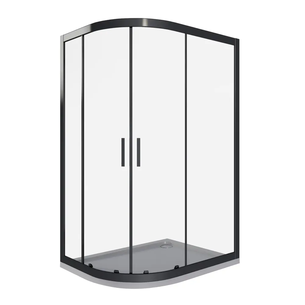 Душевая ширма Makiato 1/4 круга 120x80x190см цвет профиля черный раздвижная стекло 5мм прозрачное 89444456 STLM-2029696 Santreyd Makiato New