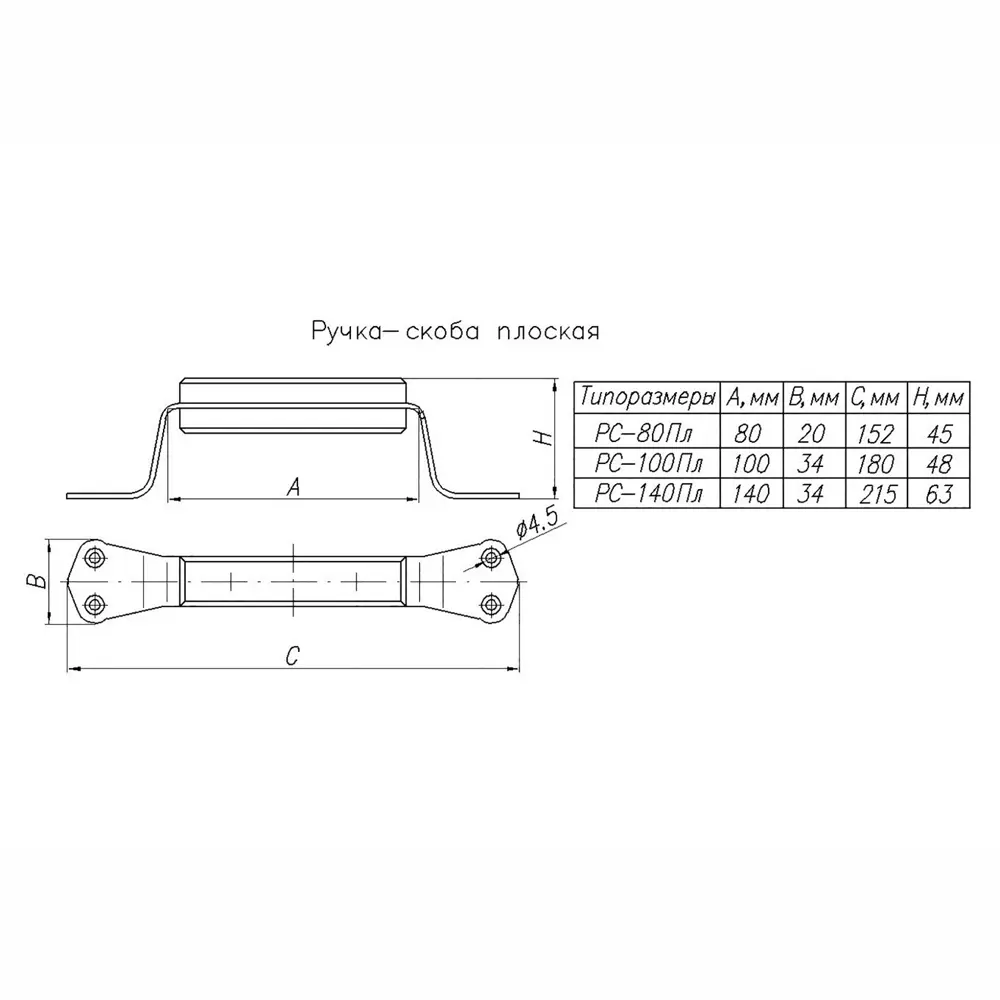 Ручка-скоба НН-РС-140, сталь/дерево 12806896 STLM-2080649 НОЭЗ  - Вид №1