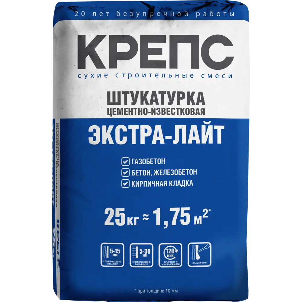 Штукатурка Крепс Экстра-лайт 25 кг 82020653 STLM-2042884