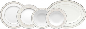 10672918 Noritake Сервиз столовый Noritake Монтвейл, платиновый кант на 6 персон 20 предметов, фарфор Фарфор костяной